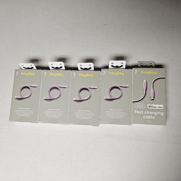 Heyday Purple Fast Charging‎ Cable Set Of 5 Lightnining To USB-C - Picture 1 of 3